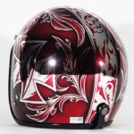 3-825 リーフ＆クロス メッキベースレッド カスタムペイントヘルメット
