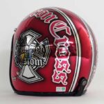3-044 シンプルNewクロス メッキベースレッド | ジェットヘルメット